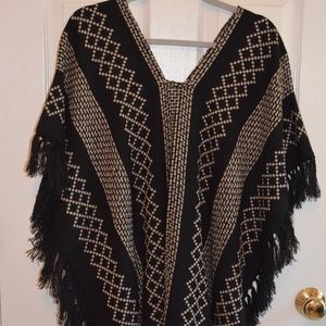 Black and Tan Woven Poncho